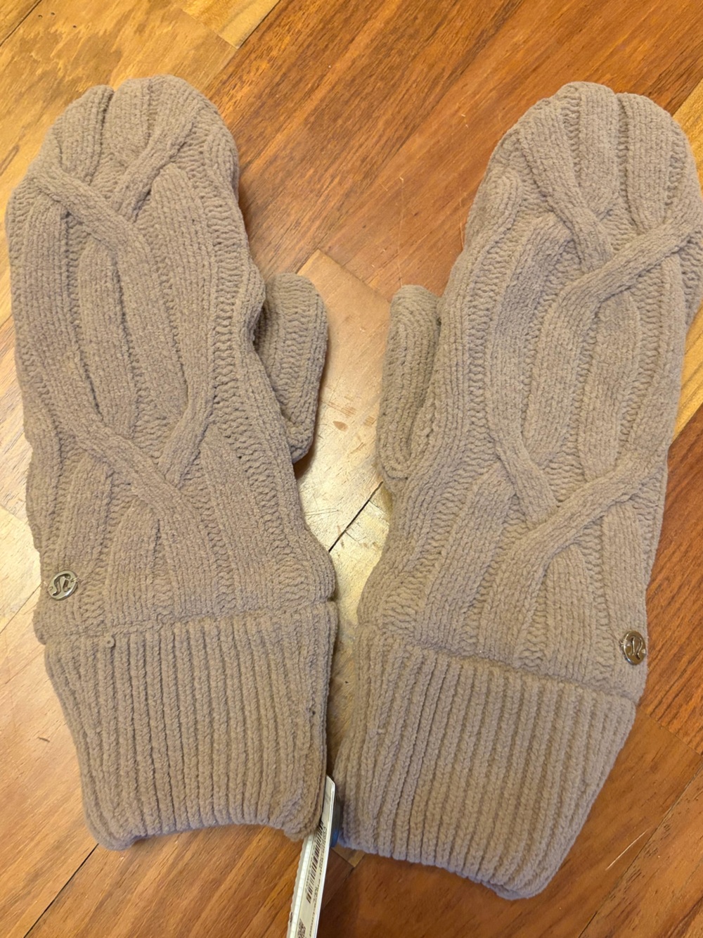 lululemon athletica Taupe Cable Knit Mittens